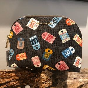 Michael Kors Jet Set brown multicolor luggage tag travel pouch/ crossbody